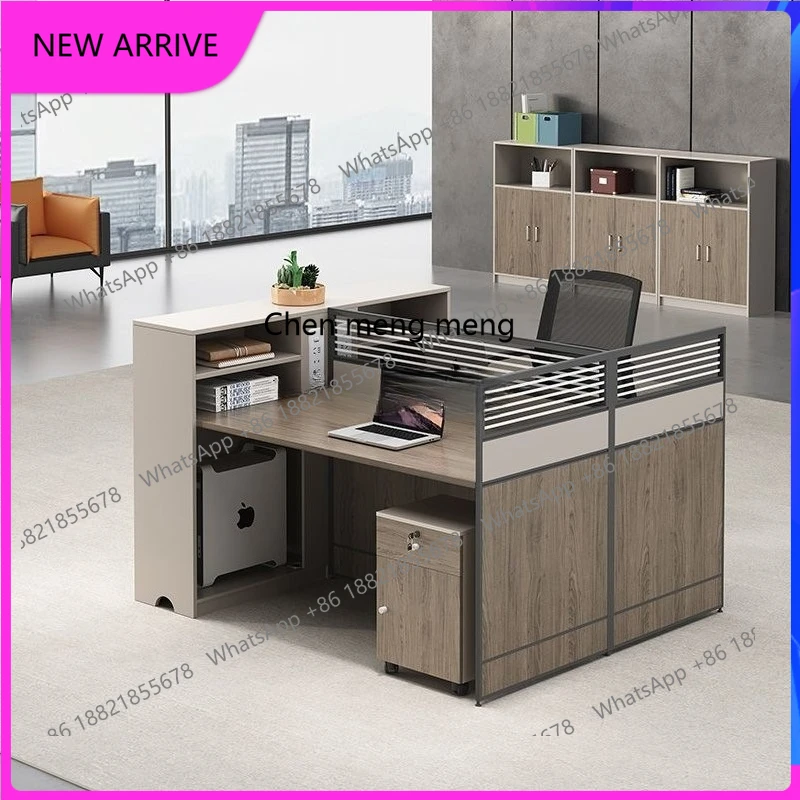 

Office desk and chair combination office is simple, double and quadruple screen card space A