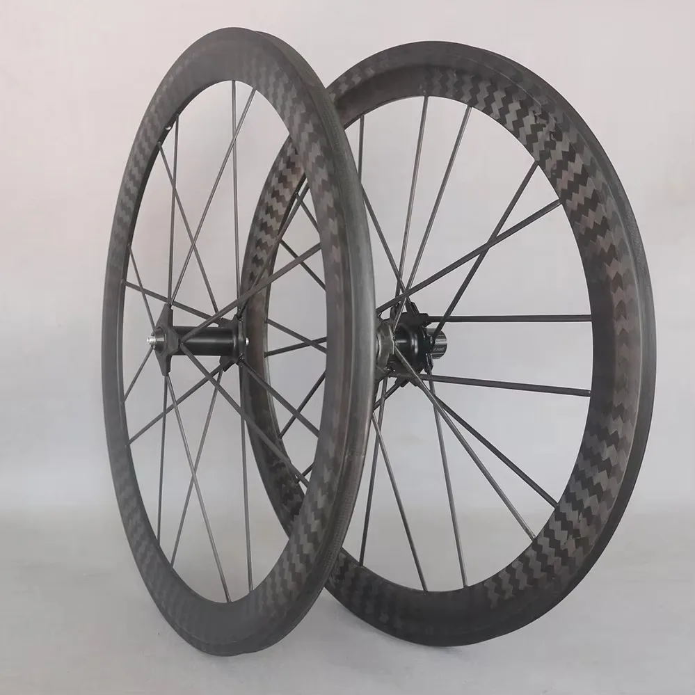 Full carbon road bicycle wheels 700c carbon fiber composite spokes DT350S tubular 1 pair of wheels 12K diagonal rims-F5055