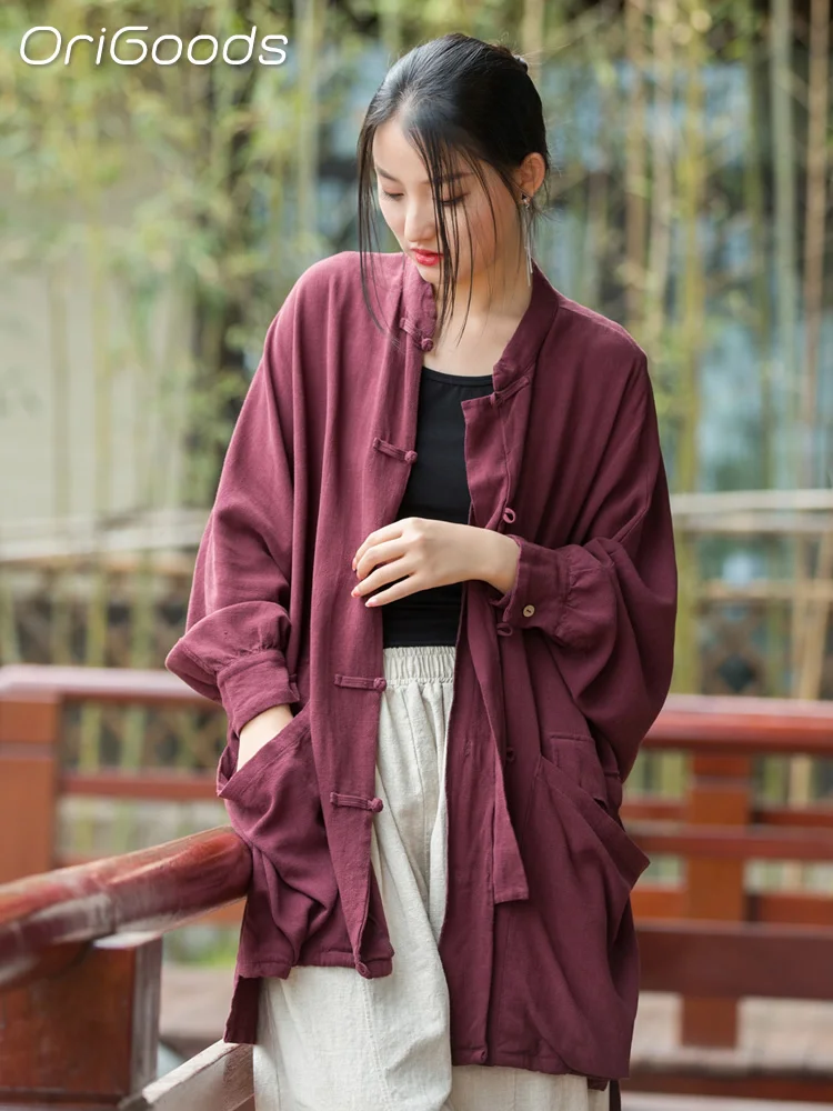 OriGoods Oversize Shirt Women 2024 New Spring Autumn Linen Shirts Long Loose Oversized Style Big Large Size Blouse Tops B003