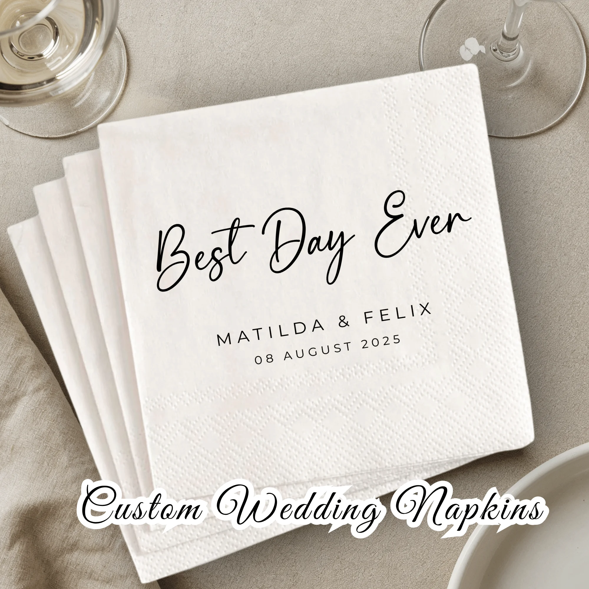 

Personalized Paper Napkins for Wedding Custom Napkins of Your Text 50pcs Disposable Napkins,for Cocktail Party Hen Party Deco