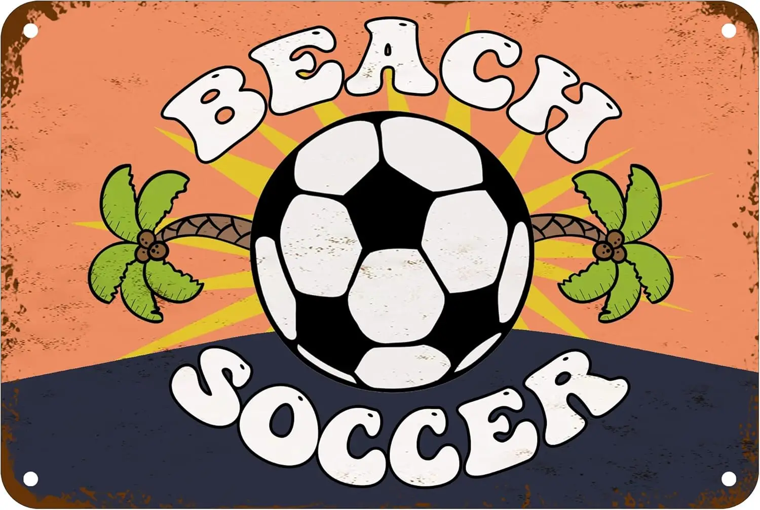 Wall Football Sign Beach Soccer Metal Tin Signs Beach Summer Retro Football Plaques Beach House Club Room Wall Art Decor 16 sign