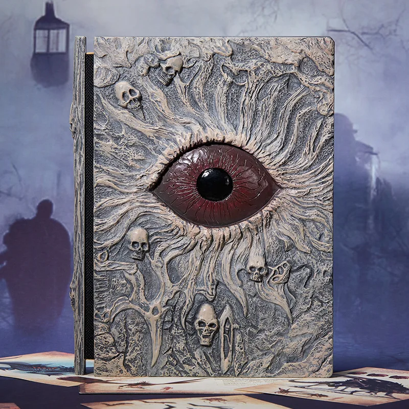 new-3d-relief-hell's-eye-notebook-retro-resin-cover-student-writing-diary-skeleton-hardcover-travel-notebook-office-accessories
