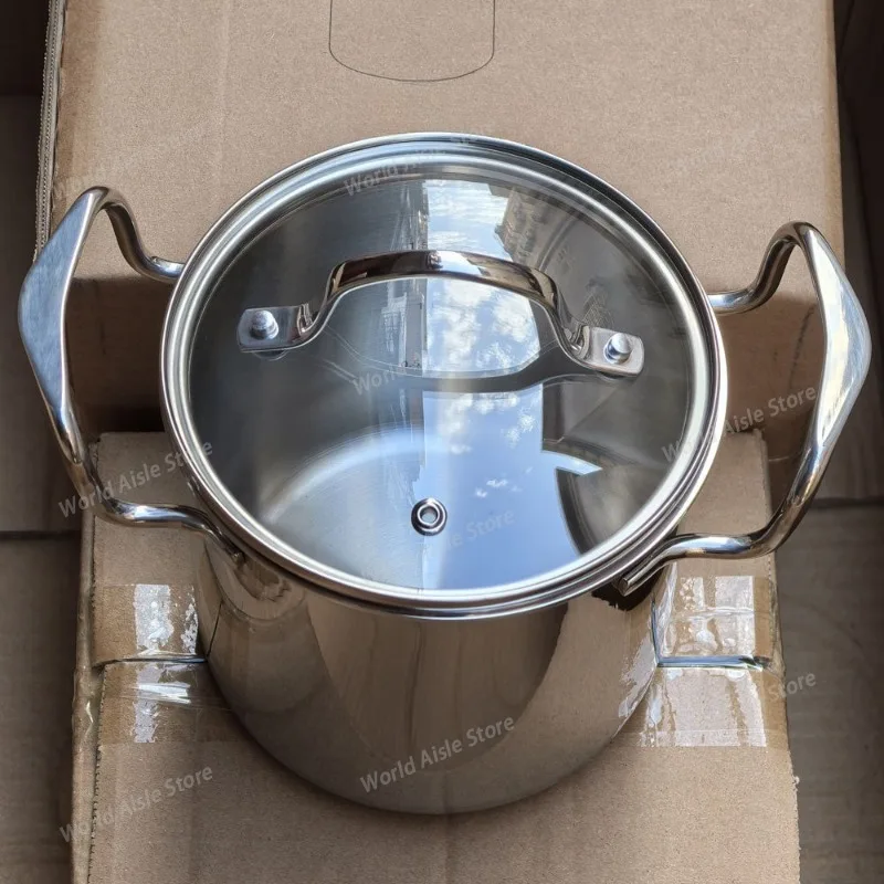 Olla Oden de acero inoxidable de alta resistencia: olla de sopa de doble mango para trenzar, mijotación de curry, Compatible con cocinas de inducción