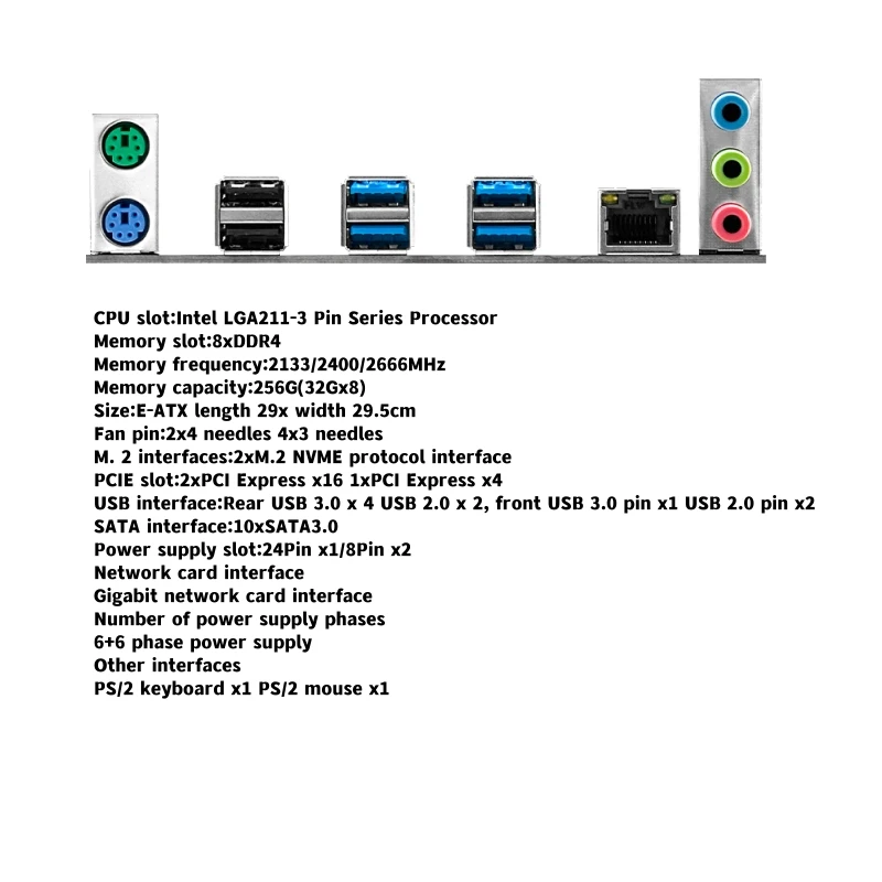 JGINYUE X99 デュアルCPUマザーボード LGA 2011-3 サポート Xeon E5 V3 V4 CPU DDR4メモリ 8チャンネル デュアルX99チップセット X99-9D4