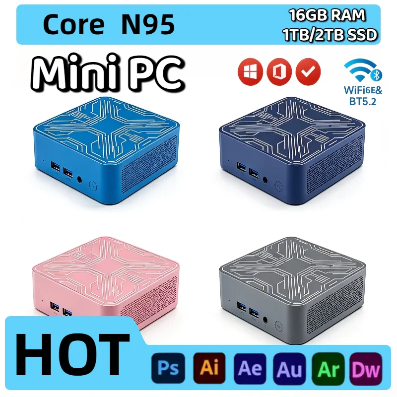 Intel Core N95 Mini Desktop 16GB DDR4 2TB NVMe SSD Triple 4K Output WiFi6 BT5.2 High Performance Office Home Pro Max Unit
