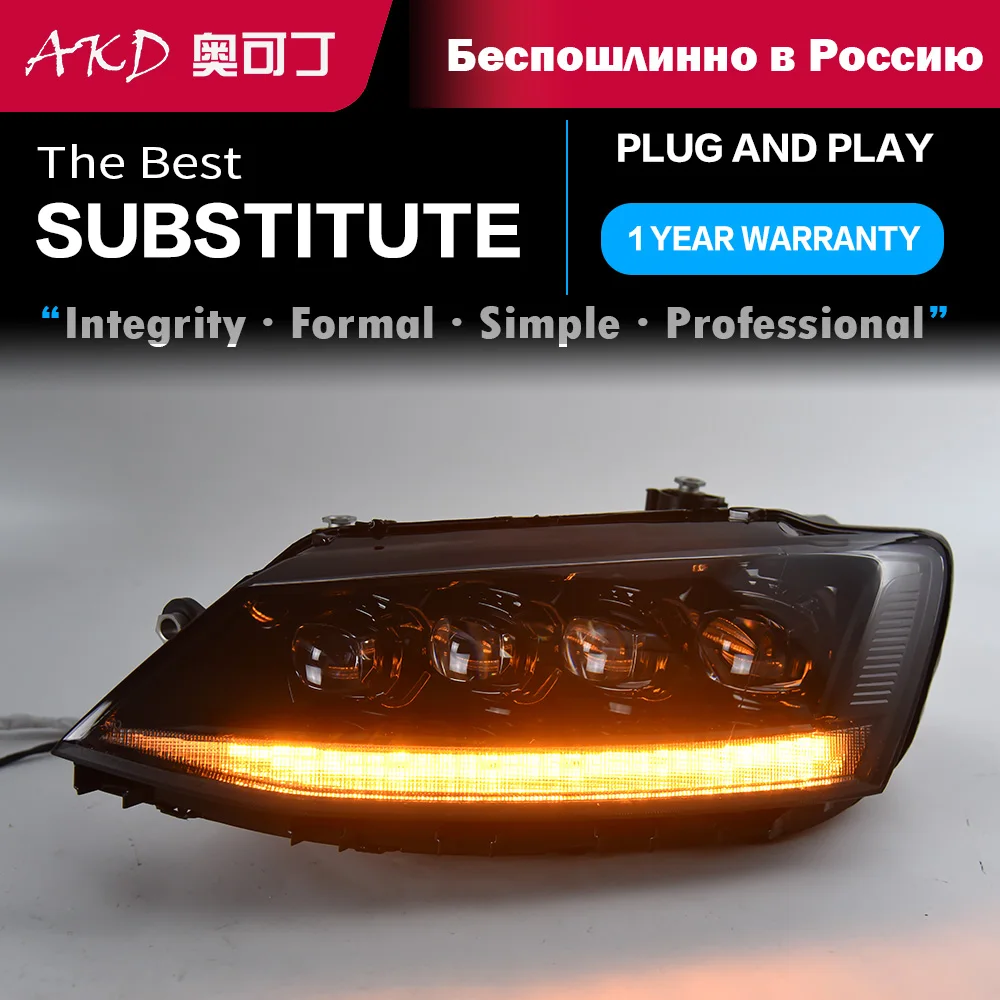 Auto Parts For VW Jetta MK6 Headlights 2011-2016 latest Styling LED Daytime Lights 4 lens Car Accesorios Modified