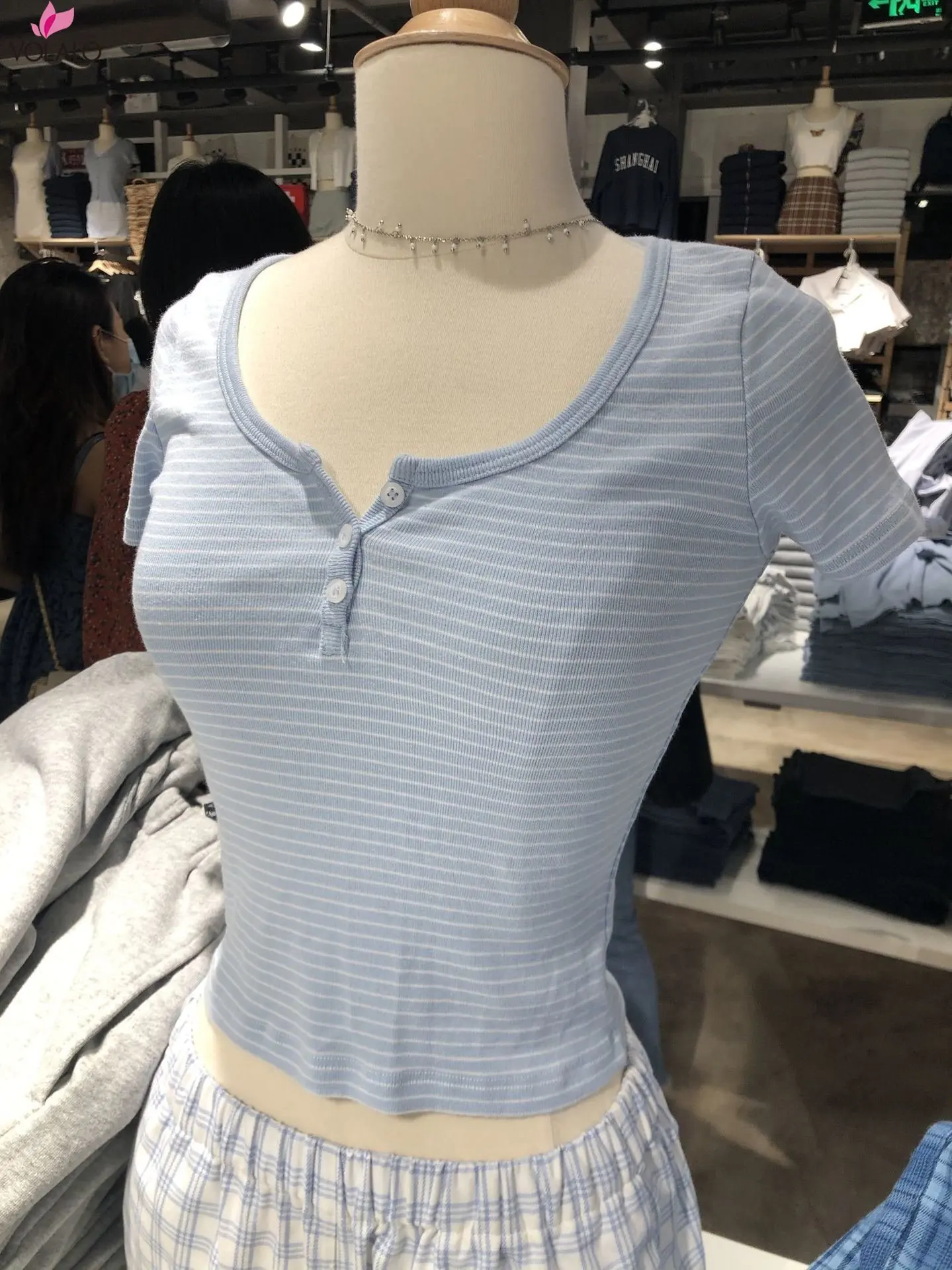 

Women Classic Striped Slim Crop Top Summer Button O-Neck Soft Cotton Short Sleeve T-shirts Chic Sweet Fashion Y2k Tops Women