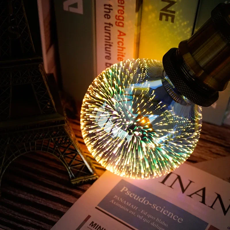 Decoração 3D Lâmpada LED Edison, Lâmpada Vintage Star Fireworks, Luz de Noite de Férias, Ampola de Iluminação, AC 110V, 220V, E27