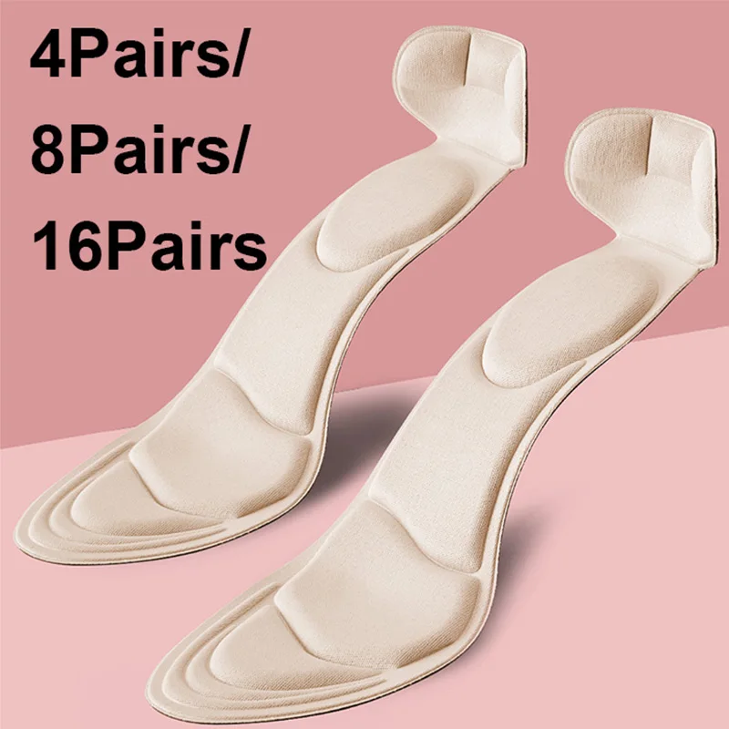4Pairs/8Pairs/16Pairs Memory Foam Insoles Women High-heel Shoes Insoles Anti-slip Insole Comfort Breathable Heel Protection