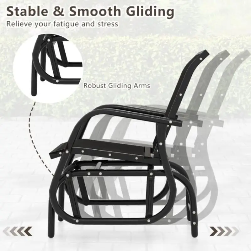 

Outdoor Single Swing Glider Rocking Chair with Armrest-Black