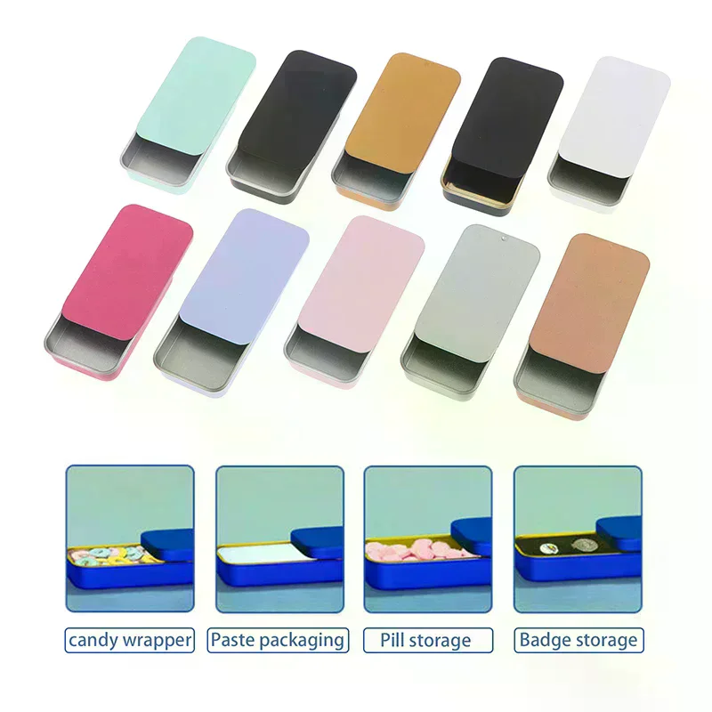 60*34*11mm Slide Cover Aluminum Box Empty Refillable Containers Square Storage Box For Cosmetic Lip Balm Cream Jewelry Pill Case