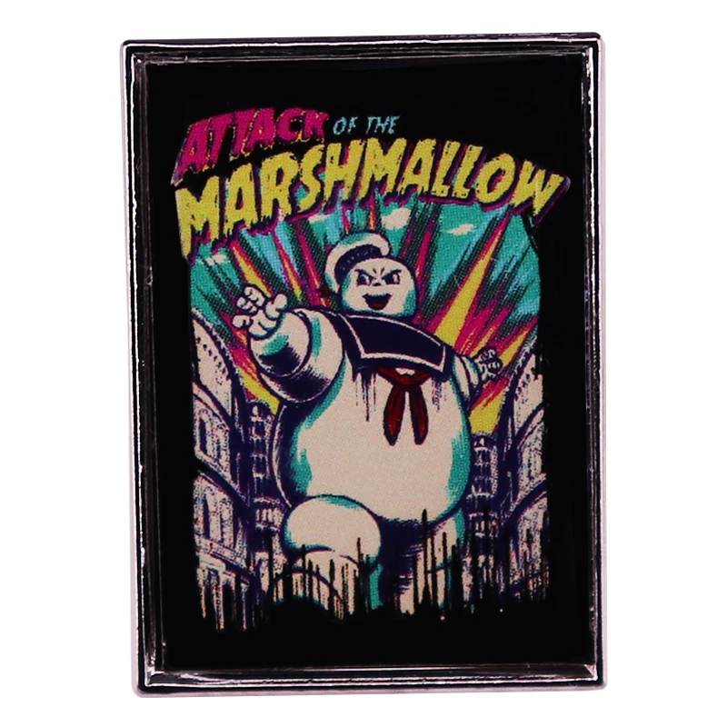 Attack Of The MMarshmallow Enamel Pin Fantasy Adventure Movie Ghostbusters-Inspired Badge