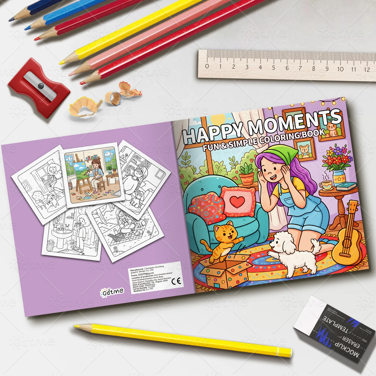 HAPPY MOMENTS Malbuch für Erwachsene mit einfachen Cartoon-Mustern zur Entspannung, DIY-Mal- und Zeichenbücher für Jugendliche – Detail 2
