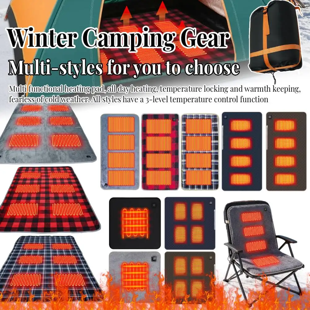 

Зимнее снаряжение для кемпинга - спальные электрические грелки, 3-температурная регулировка, нагревательная подушка, морозостойкий для спортивного коврика на открытом воздухе