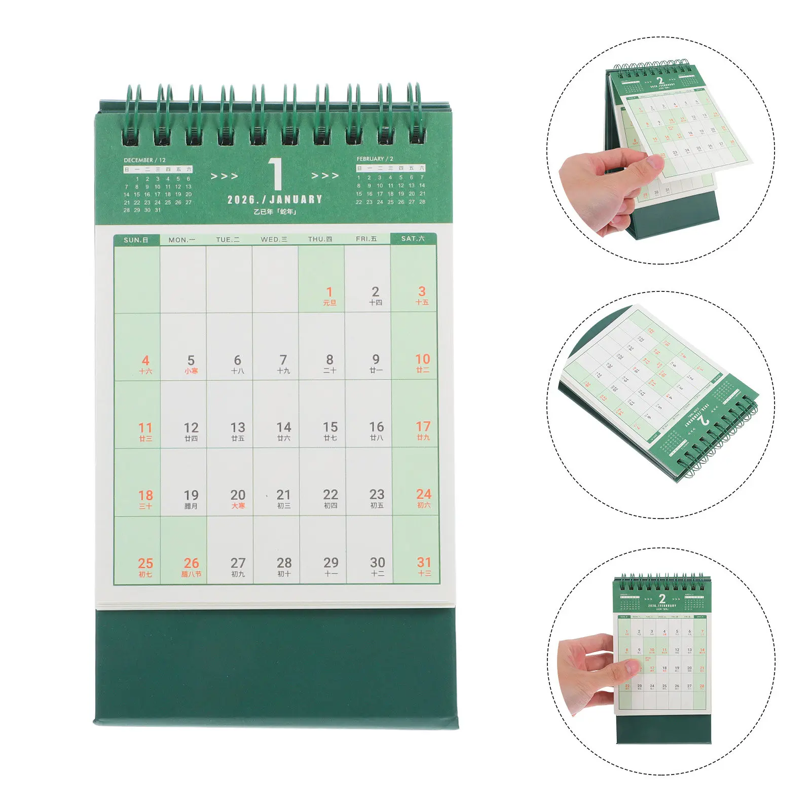 

Minimalist 2025.9-2026.12 Desk Calendar Small Desktop Monthly Planner 2026 Twin-Wire Binding Office Home School