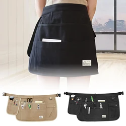 New Half Waist Apron Canvas Multi Pocket Adjustable Tool Apron Cleaning Work Apron Industrial Tools For BBQ Shop Nail Salon