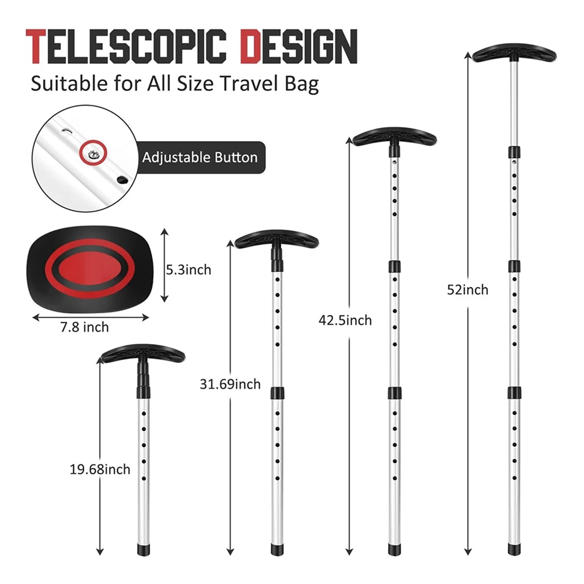 (ABYM) Portable Golf Travel Bag Support Pole,Umbrella Anti-Impact Support Cover Protector and Rod, Golf Club Travel Bag Support