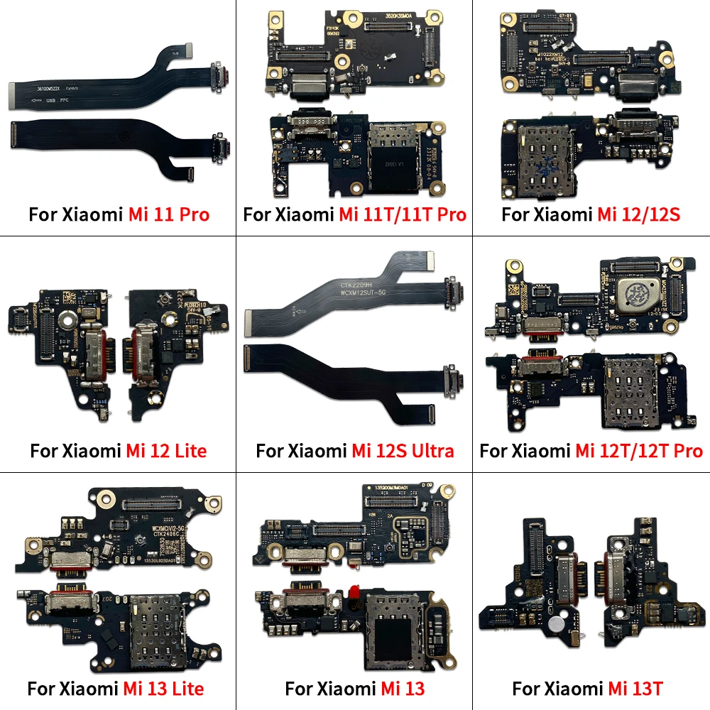 USB Charger Port Dock Connector Charging Board Flex Cable For Xiaomi Mi 11 Pro 11T 12 12s Lite 12S Ultra 12T 13 Lite 13T 14 Pro