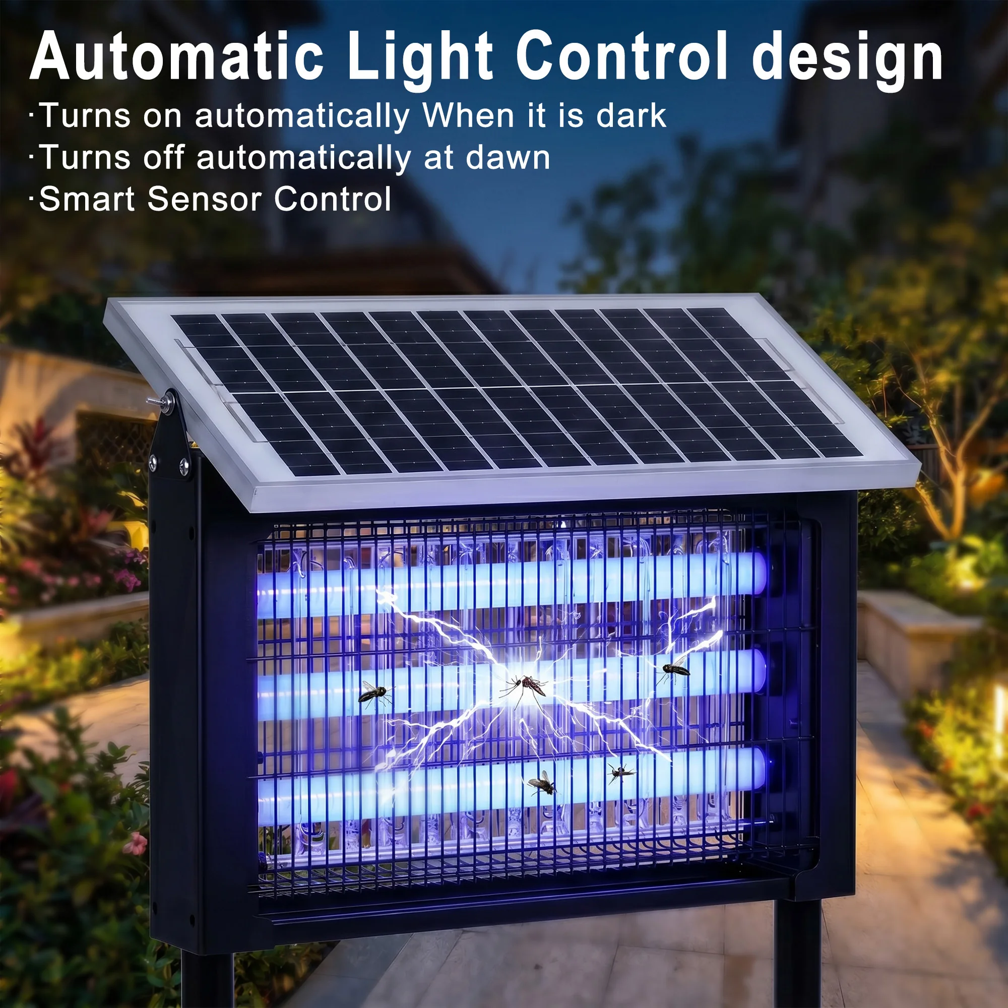 JOYINLED Outdoor Cordless Solar Fly Zapper Poartable Rechargeable Mosquito Repellent Powerful Solar Bug Zapper with High Powered