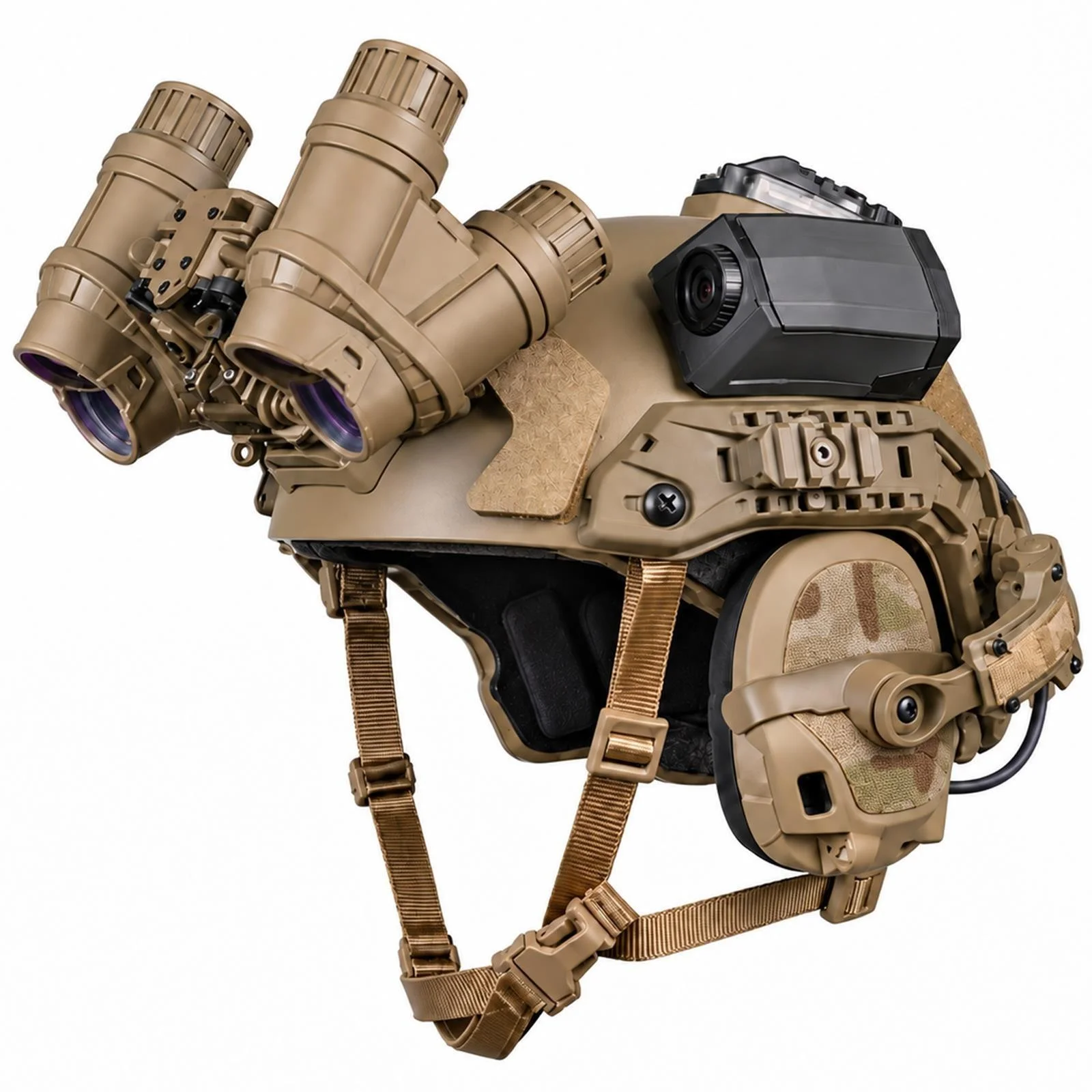 Tactical Helmet Set with Noise Reduction Headset Quad-tube Display Model Camera Prop L4G24 NVG Mount for Airsoft Cosplay Drills