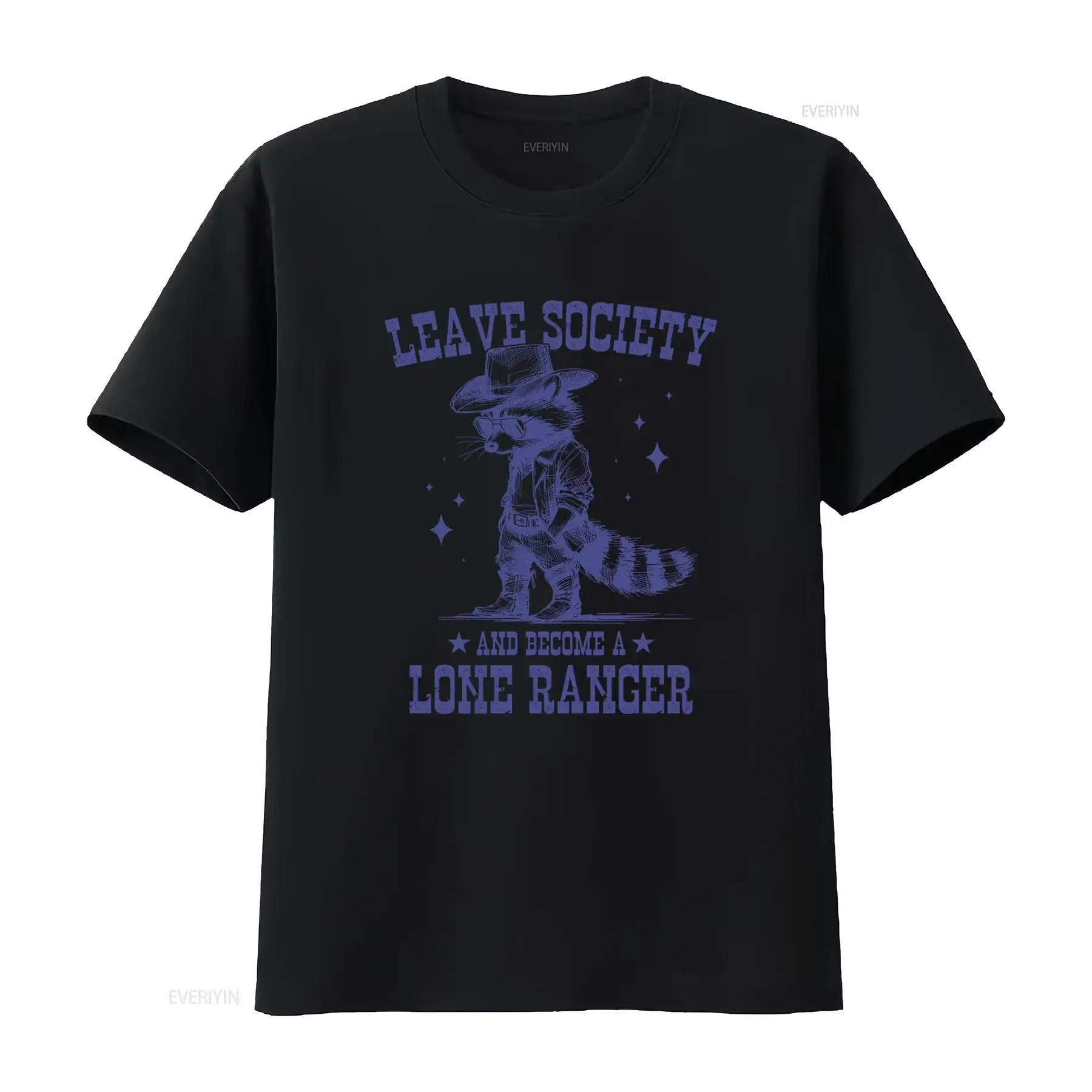 Cowboy Racoon Leave Society Lone Ranger Funny T Shirt 1837 vintage Washed Stylish Slightly fashion designer clothes
