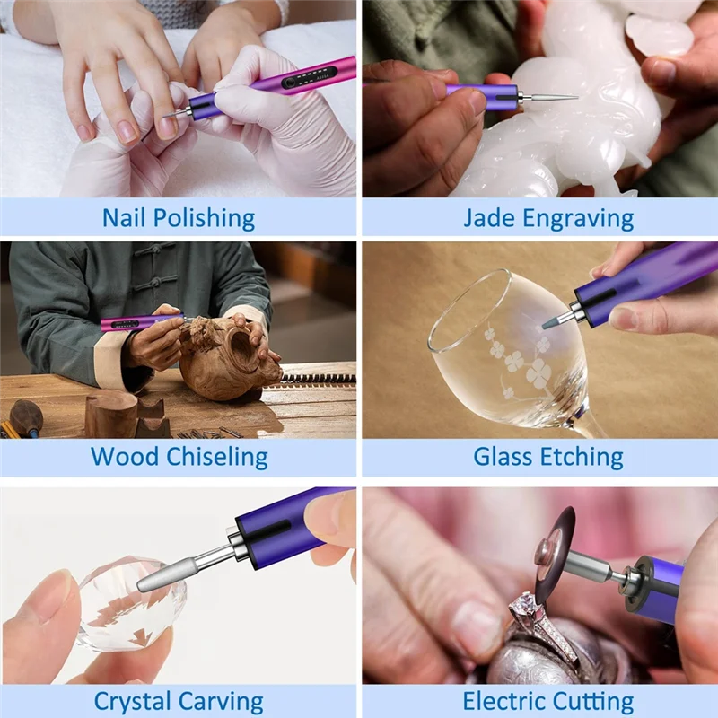 

ABKS-Electric Engraving Pen With Light, Mini DIY Electric Etching-Machines USB Rechargeable Cordless Rotary Tool
