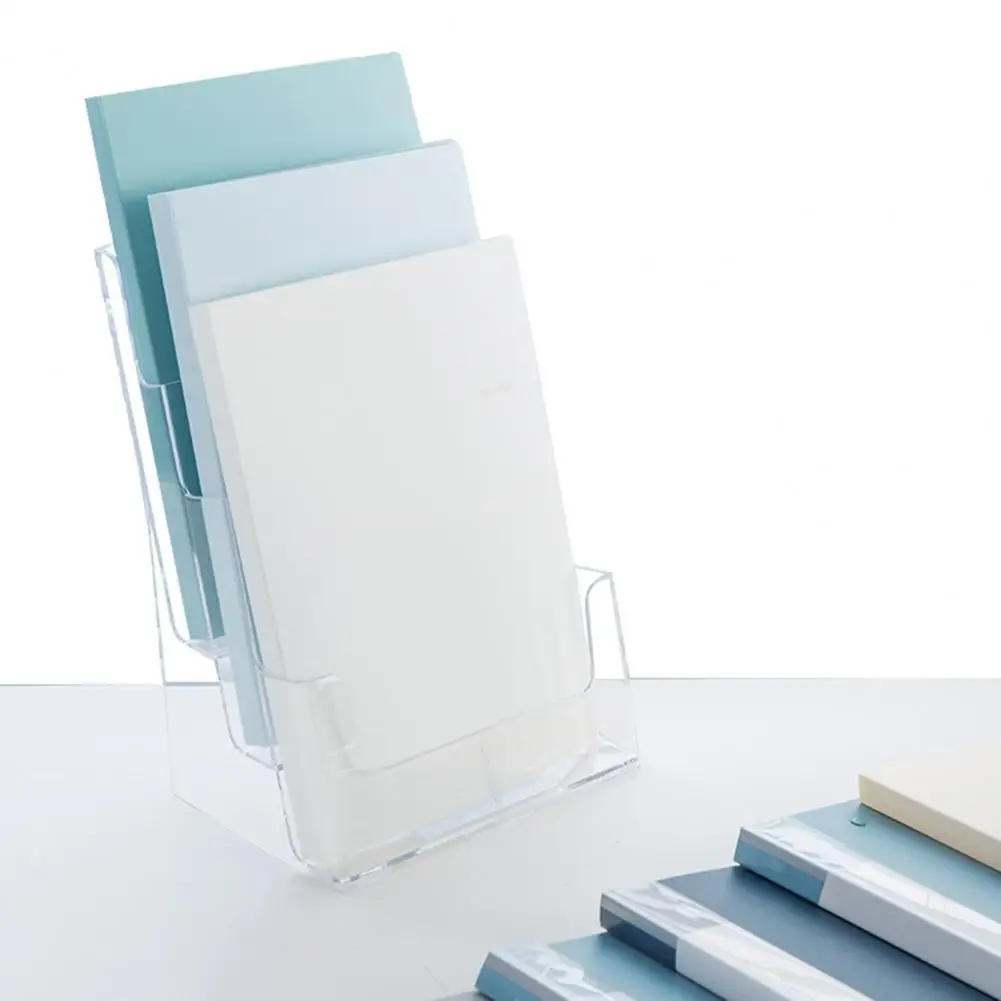 Marketing Materials Holder Acrylic 3-tier A4 Brochure Holder Wall Mount  Countertop Organizer for Flyers Booklets Magazines