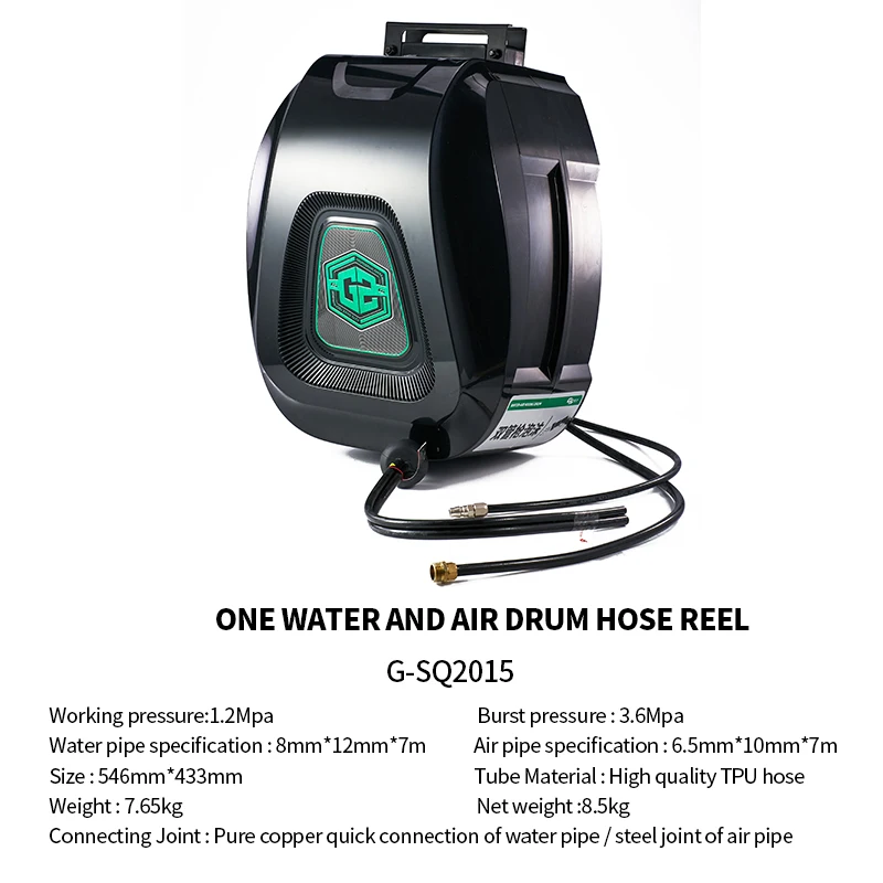 Car Washing Hose Reel Retractable Air Water Mix Hose Reel Car Cleaning Equipment