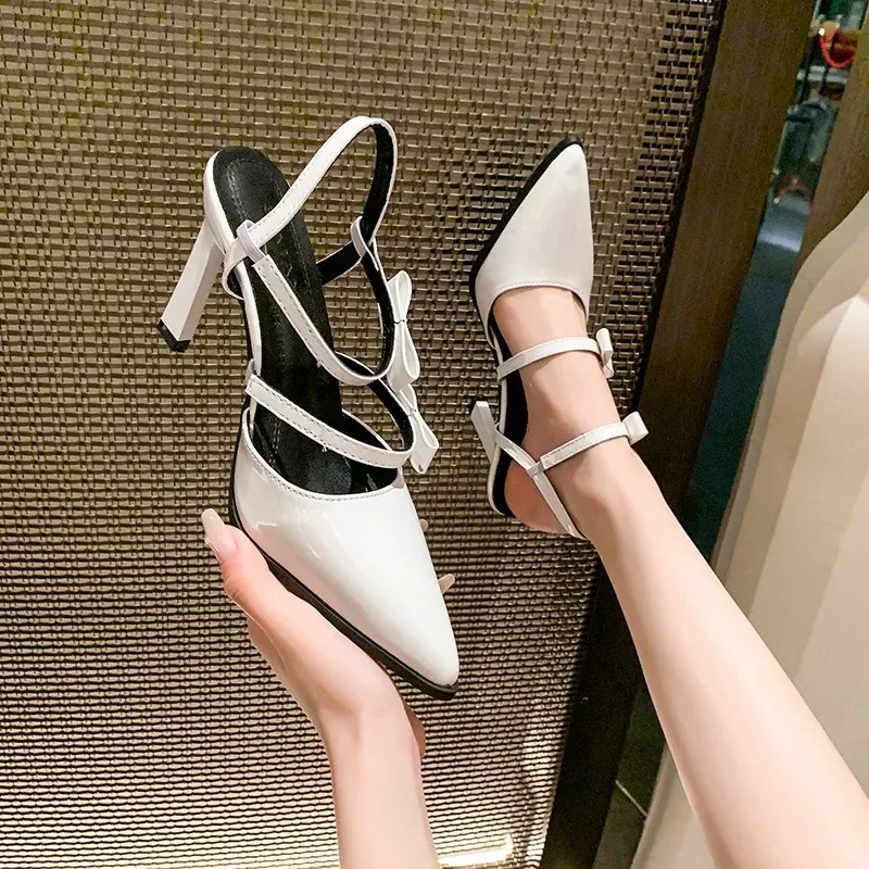 

Fashion Sandals White Plus Size Pointed High Heeled 2024 New Summer Sandals High Heeled