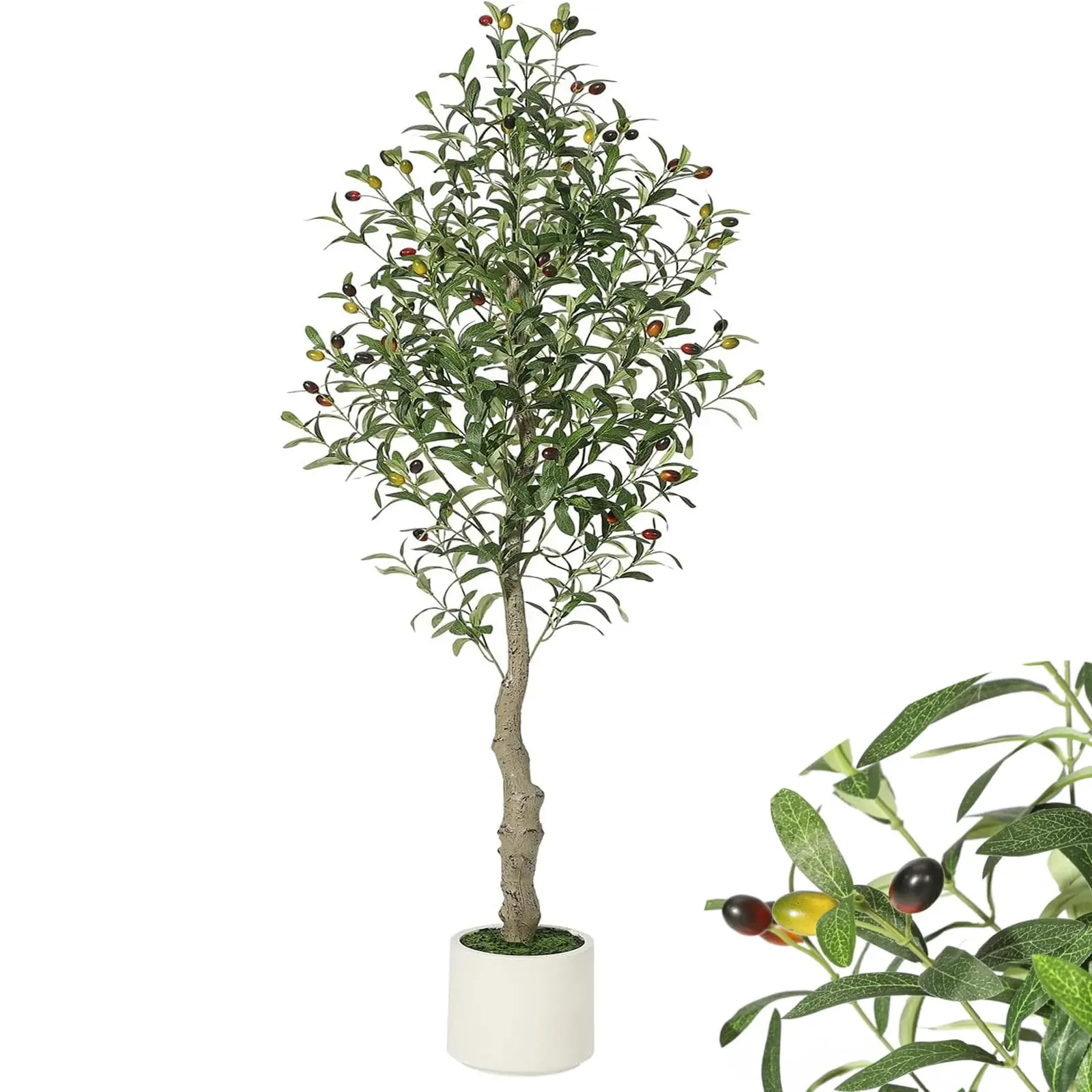 HiMiss Arbre d'olivier artificiel 150/180/210cm, arbre artificiel d'intérieur avec pot, anti-UV, plante artificielle réaliste, décoration pour la maison, le bureau, le salon