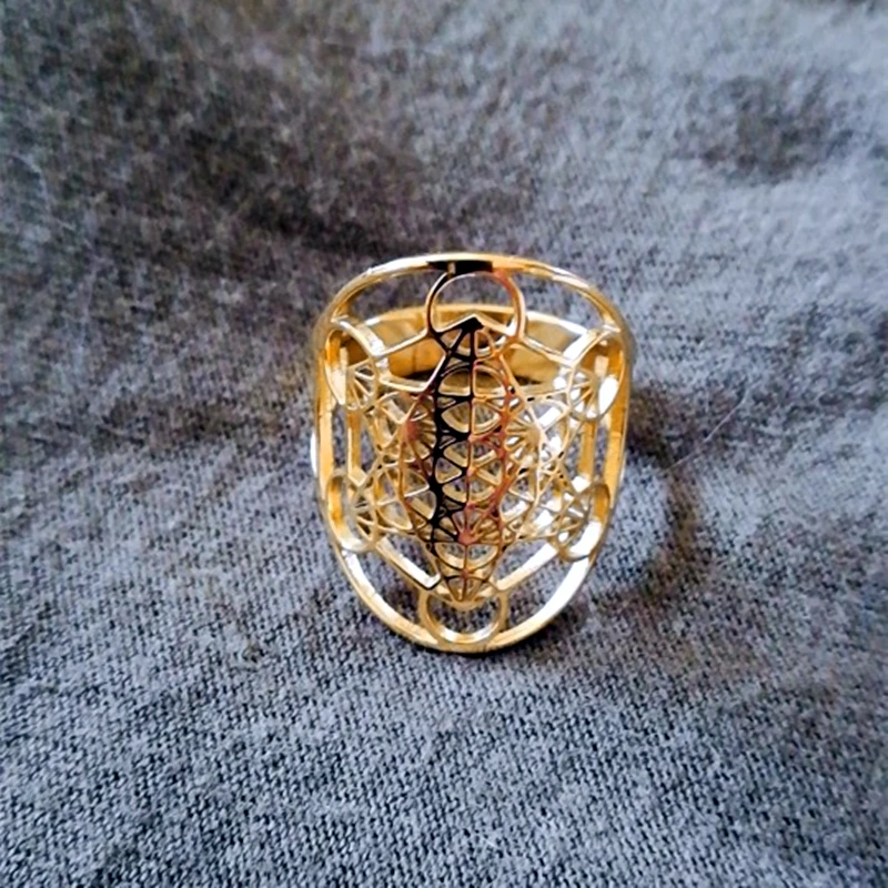 Angel Seal Archangel Metatron Ring Stainless Steel The Secrets of the Kabbalists Garden Solomon Geometric Rings for Women