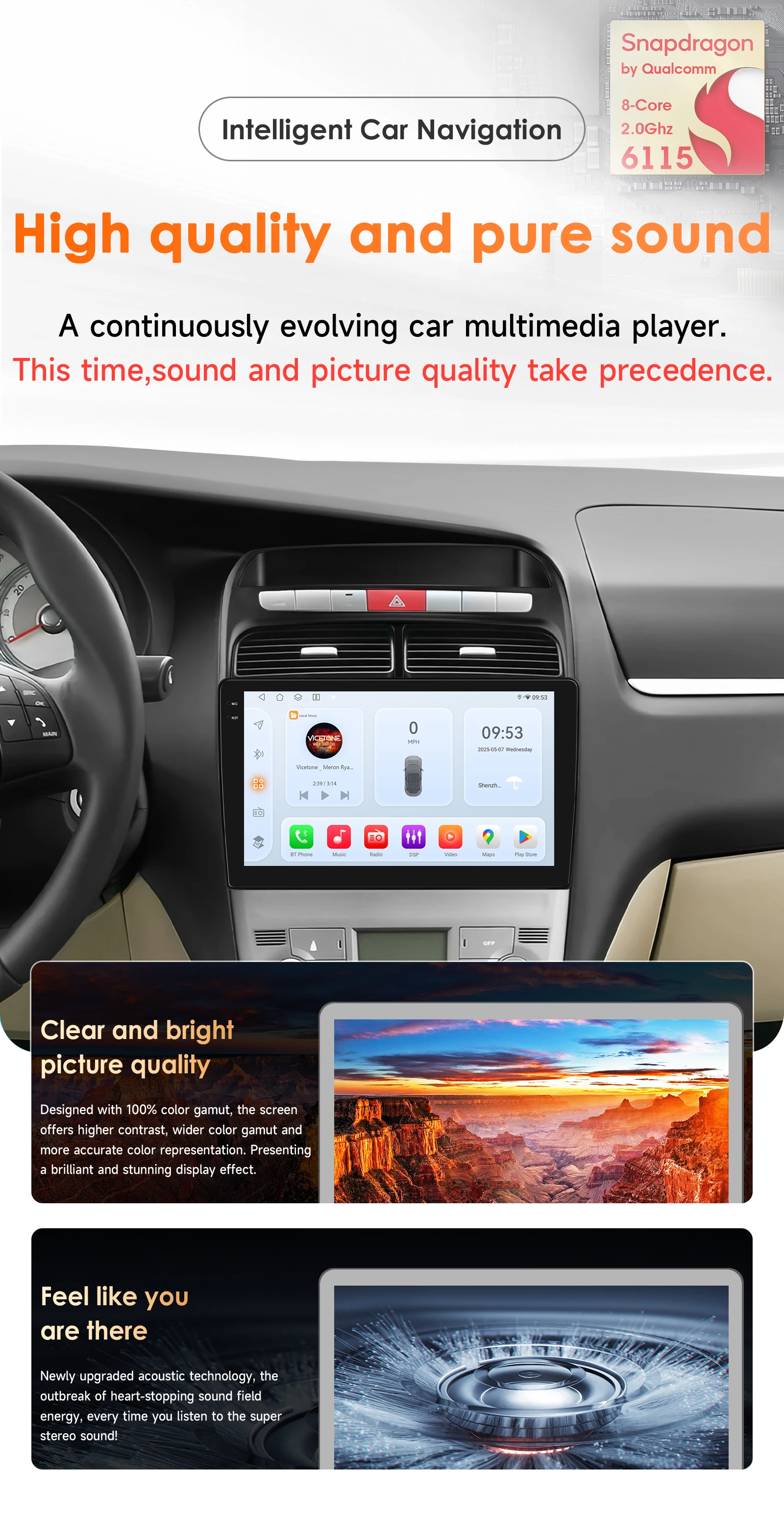Hizpo 9 Zoll Auto-Intelligent-Bildschirm für FIAT Grande Punto Linea 2007 - 2012 Multimedia GPS Android Auto Carplay Player Octa Core – Detail 3