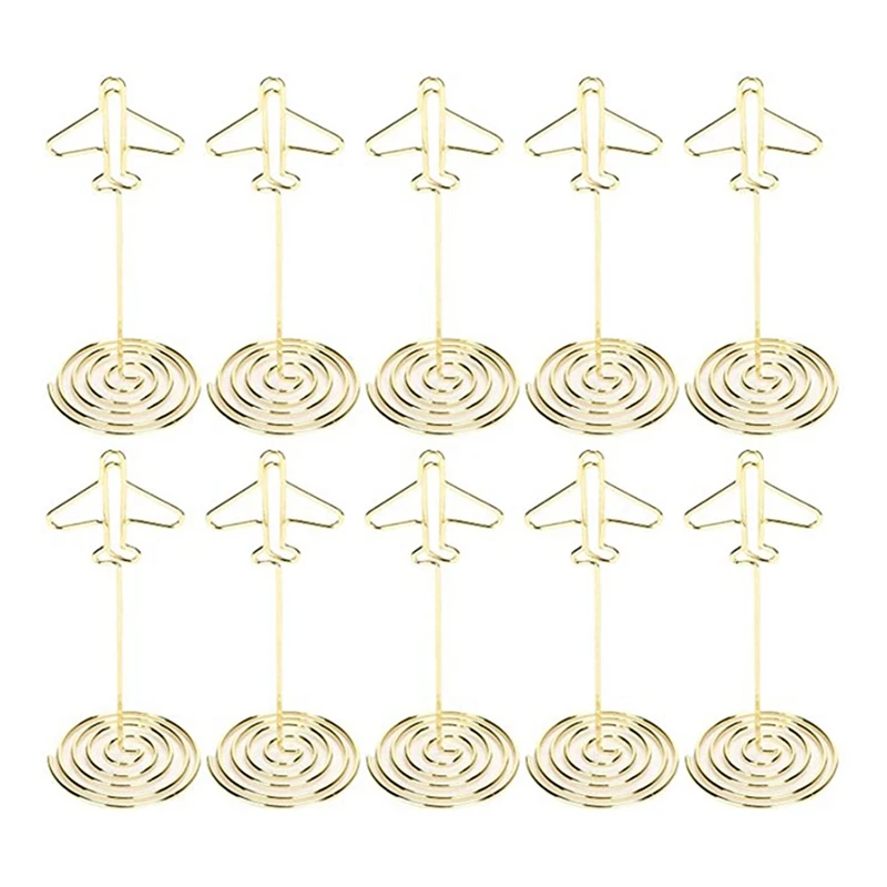 80Pcs Memo Clip Holder, Table Number Name Card Holder Desktop Metal Business Card Photo Gold Plane Frame With Base