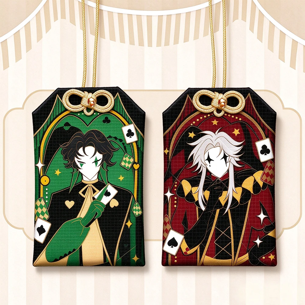 Game The Freak Circus Pierrot Harlequin Cosplay Amulet Embroidery Fabric Omamori Pendant Fantasy Night Talisman Accessories