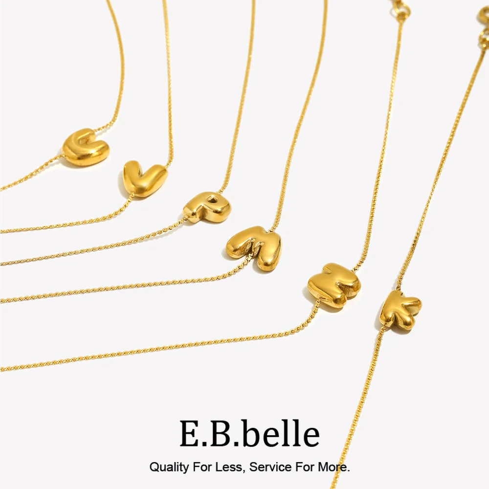 E.B.belle 26 Letters Gold Plated S Chain Bracelet Stainless Steel Waterproof Hypoallergenic Fashion Jewelry For Women Charm