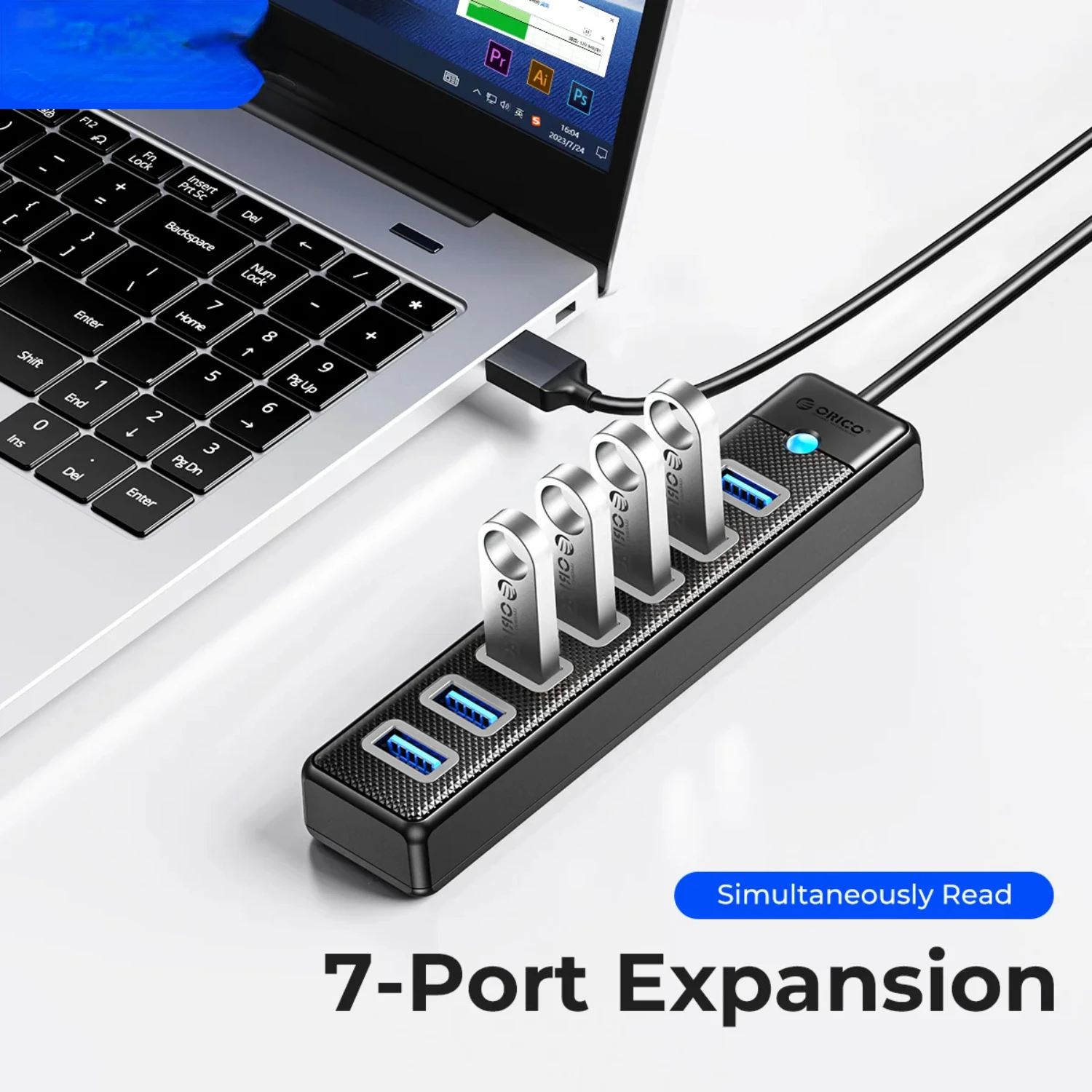 

USB 3.0 HUB 7ports Splitter High-Speed Transmission Type C HUB laptop Expansion Computer Computer Accessories