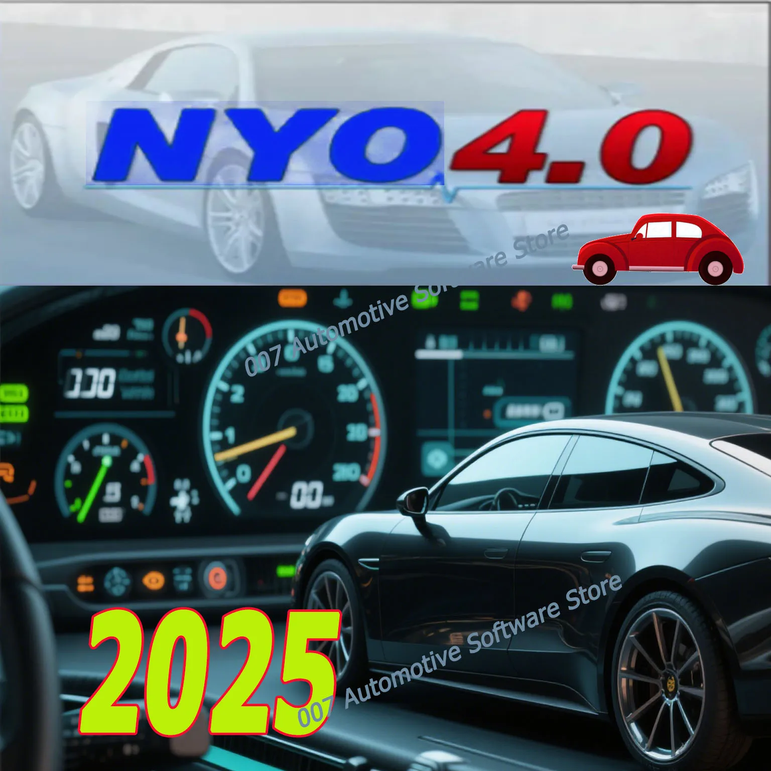 2025HOT! NYO 4 full database safety airbags+dashboard+car radio+IMMO+navigation automatic data repair software support Win7/8/10