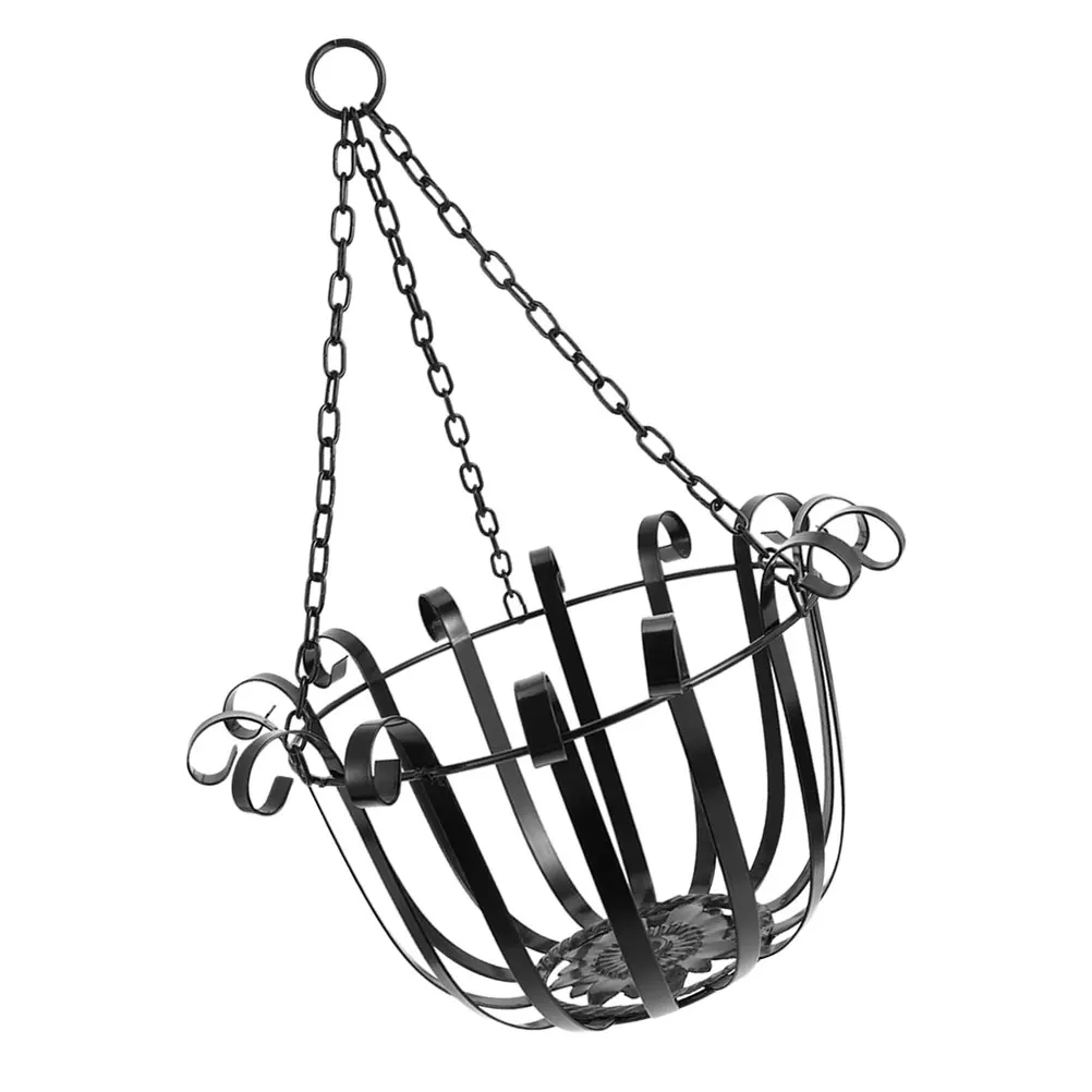 

Wall Hanging Flowerpot Baskets Iron Plant Holders Black Decorative Outdoor Indoor Garden Pots Durable Materials Modern Style