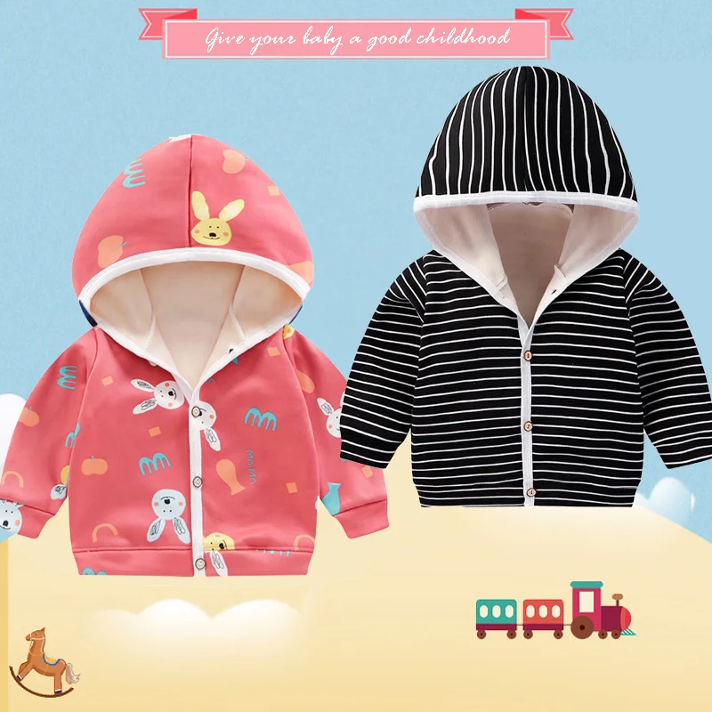 Children\'s New Fall And Winter Boys And Girls Padded And Thickened Cartoon Jacket Baby Infant Hooded Sweater Cardigan Jacket