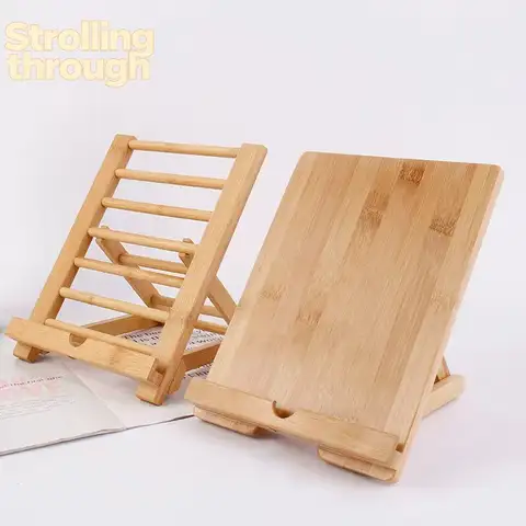Bamboo Tablet Solid Wood Stand iPad Universal Multifunctional Reading Bookshelf Folding Lazy Stand