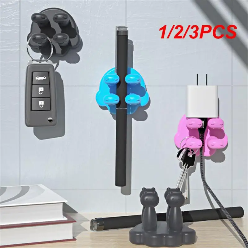 1/2/3PCS Self-adhesive Hangers Bear Paw Hook Toothbrush Hook Punch Free Wall Mounted Bathroom Accessories Silicone Hook