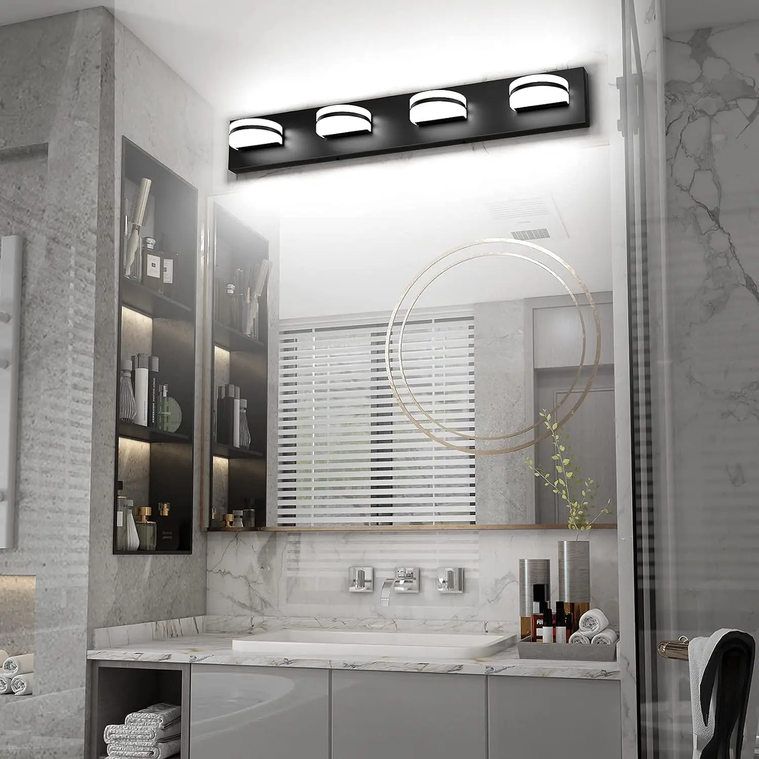 Spot Goods Dimmable Decorative Modern IP44 Rated LED 3CCT Wall-Mounted Mirror Lamps with 4 Bulbs for Bathroom