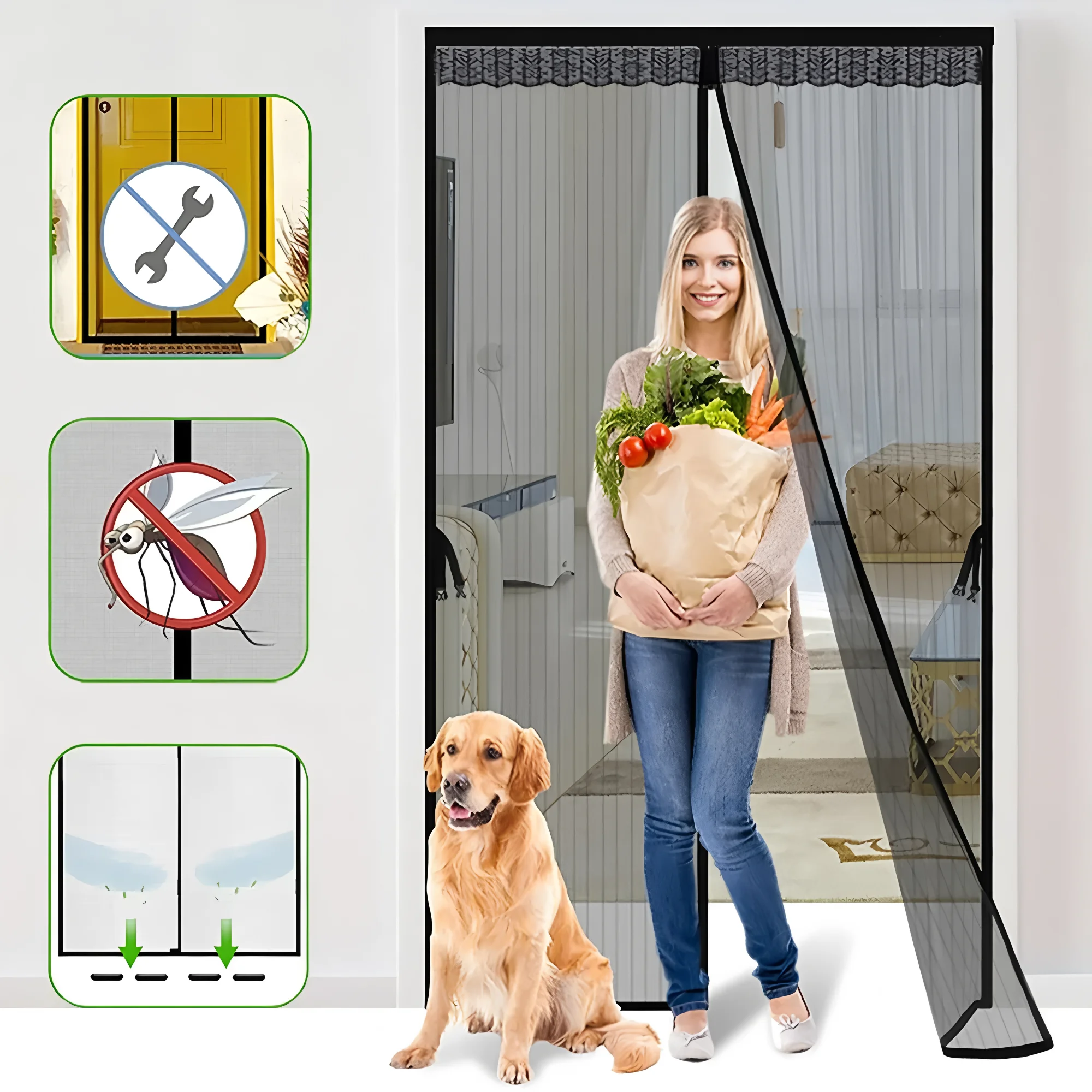 

Magnetic Mosquito Door Curtain WindProof Anti Insect Door Screen Net Customized Automatic Closing Magnet Window Mesh For Home