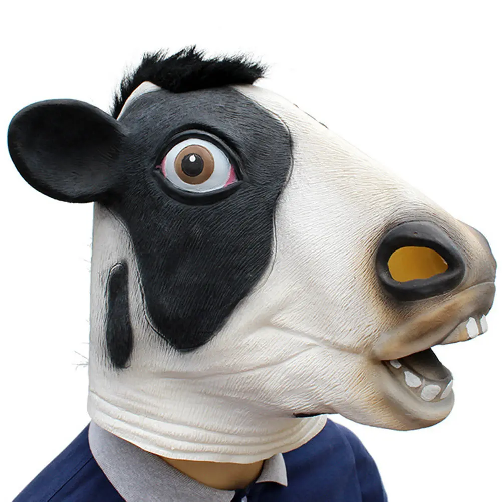 

Маска коровы для взрослых на Хэллоуин: высококачественная латексная маска-голова коровы, удобная посадка, реквизит для карнавальных мероприятий