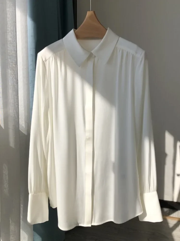 

Office Lady Women's Shirts Autumn 2024 Real Mulberry Silk Shirt For Women Loose Blouses Long Sleeve Blouse Women Clothing Zm2653