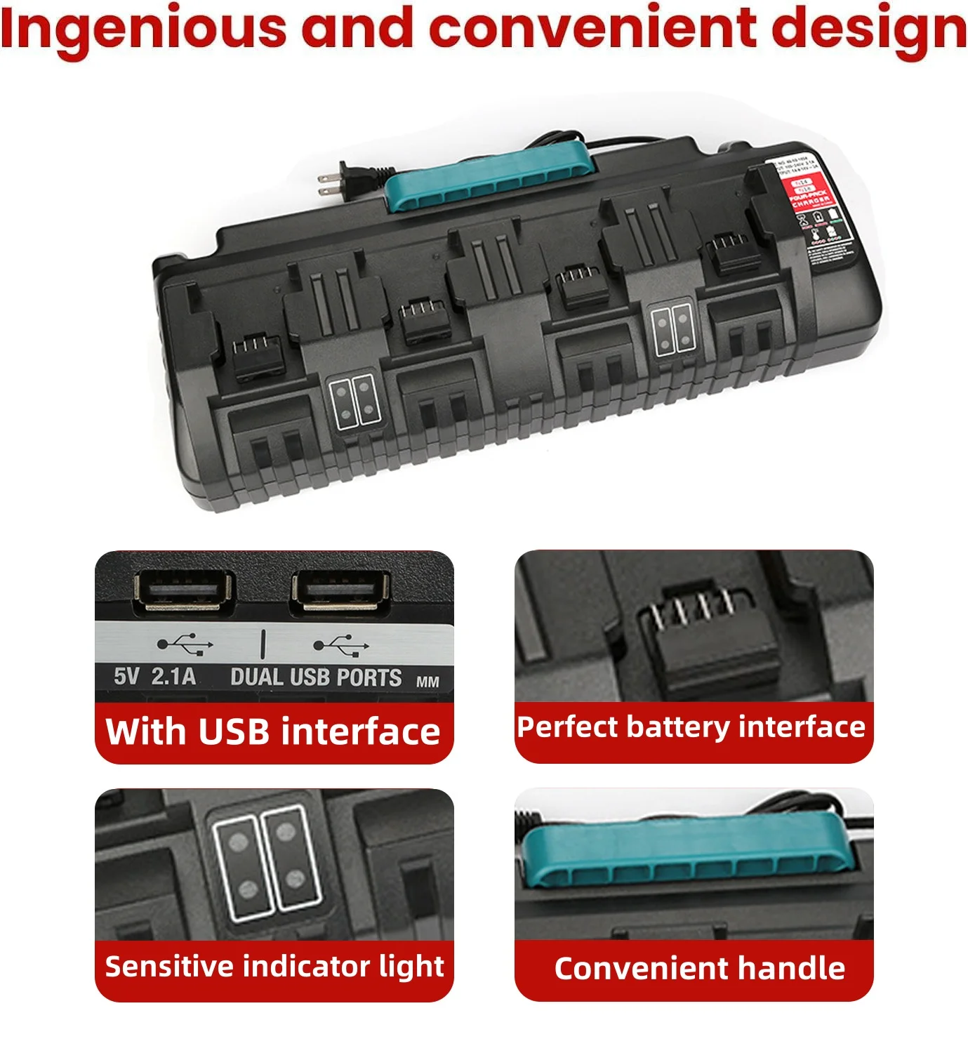 Victpower Universal Fast Charger For Milwaukee Batteries 12V to 18V, Single/Dual/4-Bay Charger Station for Power Tools