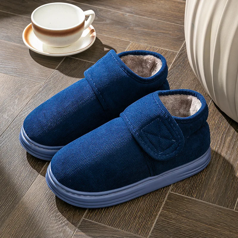Men's Women's Thickened Cotton Slippers for the Elderly Autumn and Winter Homewear Warmth-Retaining, Non-Slip Cotton Footwear