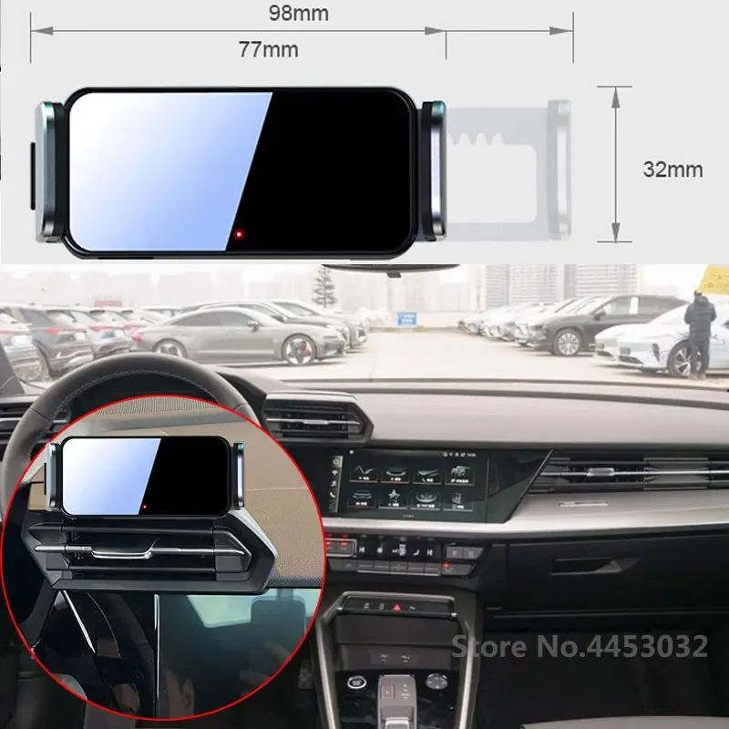 Electric Car Phone Holder For Audi A3 8Y 2021-2022 Auto Locking GPS Bracket 360 Degree Rotation  Sturdy Base Accessories