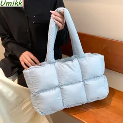 Feather Padded Women Shoulder Bag Quilted Cotton Fashion Underarm Bag Large Capacity Ladies Handbag High Quality Solid Tote Bags