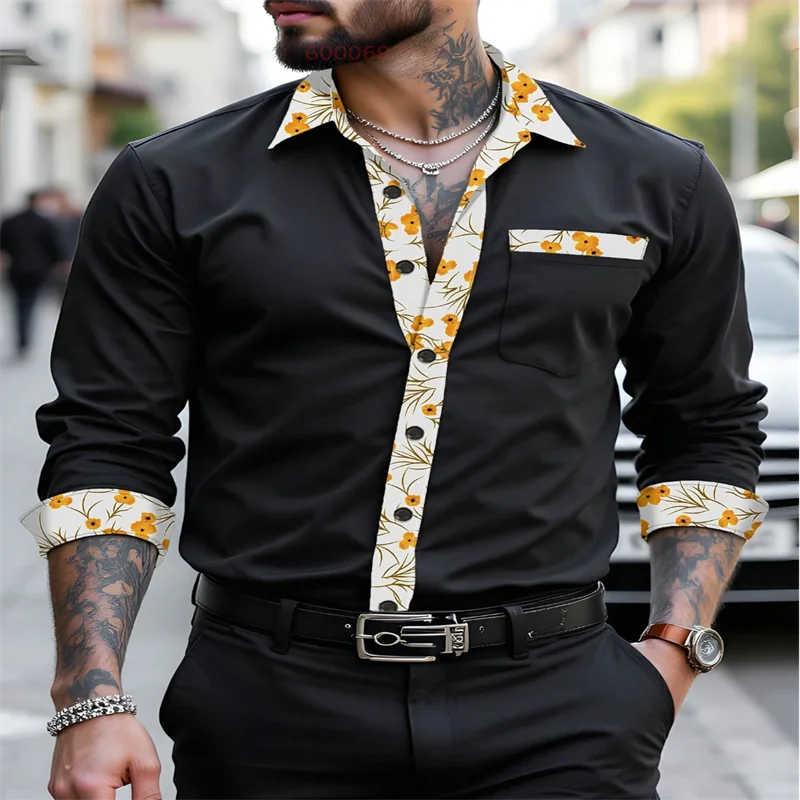 

2025 Spring and Summer Men's Casual Long Sleeve Shirt Slim Lapel Button Shirt Plus Size XS-6XL High Quality
